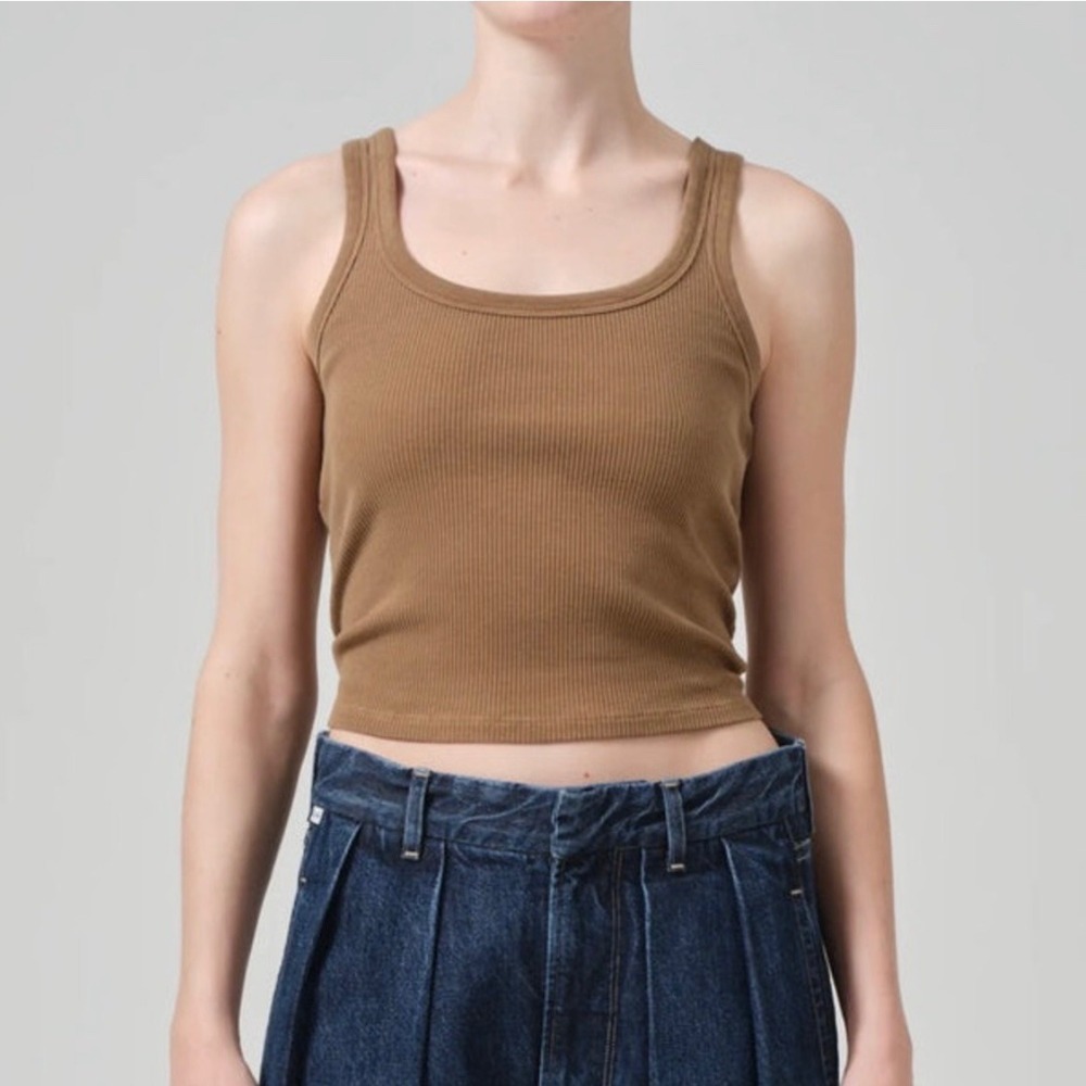Citizens Of Humanity Faye Tank S Sandie Cropped Ribbed Scoop Neck Top Minimalist